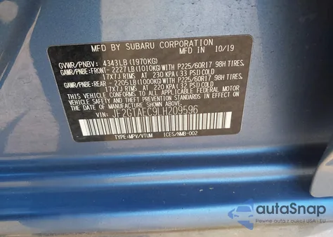 2020 Subaru Crosstrek Premium from USA, damaged, VIN JF2GTAEC9LH209596